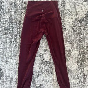 Lulu Lemon Cropped High Rise Maroon Leggings Size 4